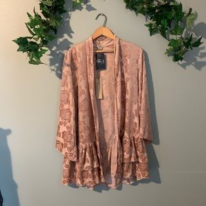 Anama velvet blush rose kimono